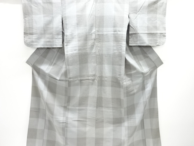 JAPANESE KIMONO / ANTIQUE HITOE KIMONO / TSUMUGI / WOVEN CHECKERED